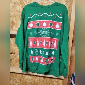 Samuel Adams Christmas Sweater Style Long Sleeve Tee Shirt Size XL